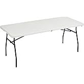 鶹 Basics Folding Table 6ft with Carrying Handle, White