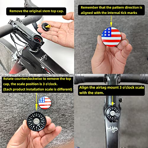 Cestbon AirTag Bike Mount Hidden, Captain Shield AirTag Stem Cap Waterproof Bike GPS Tracker