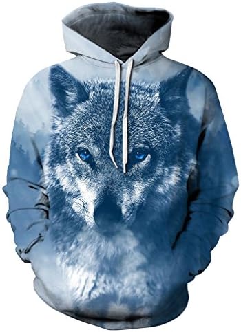 Cool Hoodies Men/Women 3D Wolves Series Hooded Sweatshirts Couples Wolf Printing Tracksuit 05 XXXL