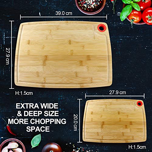 Bamboo Cutting Board, Elegant Life Cutting Board with Juice Groove (2-Piece Set) - Best Kitchen Chopping Board for Meat (Butcher Block) Cheese and Vegetable