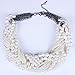 White Round Pearl Beaded Twist Torsade Multiple Layers Choker Collar Necklace