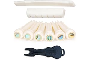 MIWAYER Miwayrer Acoustic Guitar Bone Bridge Saddle Nut with 6pcs Big Abalone Dot Guitar Bridge Pins and Pins puller (Bone bridge & Bone pins)