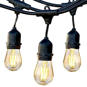 Brightech Ambience Pro LED String Lights – 24 Ft Commercial Grade Patio Lights Outdoor Waterproof – Heavy Duty Porch…