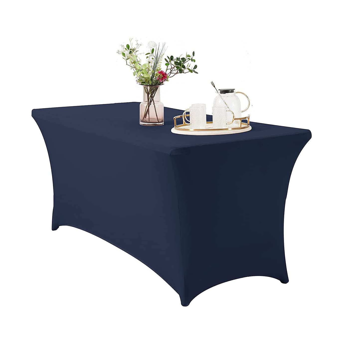 Namvo 6ft Spandex Tablecloth, Rectangular Stretchable Table Cover Polyester Elastic Fitted Table Cloth for Wedding Banquet Party Cocktail Bar Patio Craft Exhibitions Banqueting