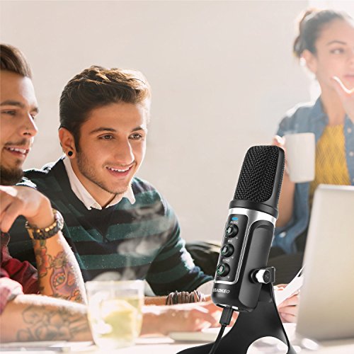 Aokeo Warrior USB Condenser Microphone with Echo Effect, Compatible