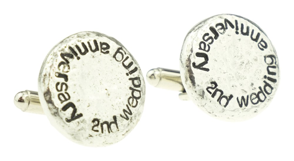 2nd Wedding Anniversary Hammered Cuff-links for Husband, 2nd Anniversary Gift Idea & Keepsake