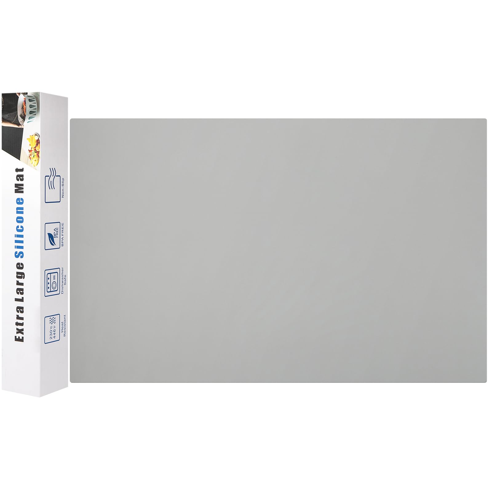 Photo 1 of Silicone Mats for Kitchen Counter Thicker Extra Large Heat Resistant Mats Countertop Protector Liners for Bottom of Oven Air Fryer Coffee Maker, 24" x 16" x 2 mm, Grey