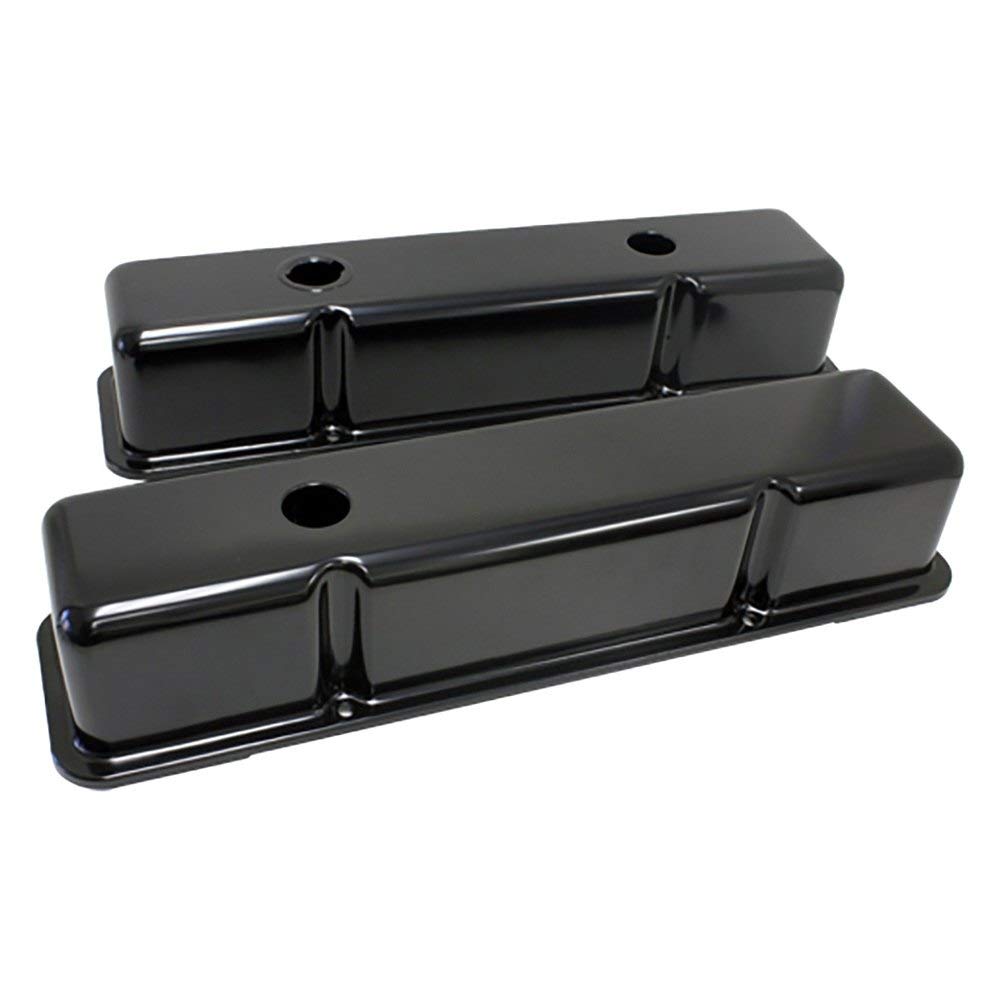 Photo 1 of 1958-86 Compatible/Replacement for Chevy Small Block 283-400 Tall Smooth Steel Valve Covers - Black