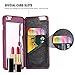 iPhone 6 6S Wallet Case, FLOVEME Hidden Mirror ID Credit Card Slots Holder Kickstand Feature Anti Scratch Shockproof Protective Flip Folio Hard Rugged Back Plastic Cover for Girls Women, Hot Pink