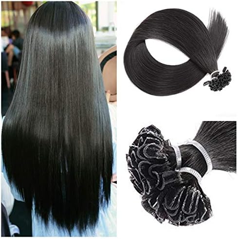 U Tip Human Hair Extensions Real Human Hair For Women - Silky Straight Human Hair 20 Inch U Tip Hair Extensions 50 Grams/set 1 g/strand Colour in Jet Black 1#