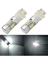 ENDPAGE 3157 3156 3057 3056 LED Bulb 2-pack, Xenon White 6000K, Extremely Bright, 21-SMD with Projector Lens, 12-24V, Works as Back Up Reverse Lights,  Brake Tail Lights, Turn Signal Blinkers