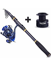 TROUTBOY   Caña de pescar negra Warrior   24 toneladas de fibra de carbono, ultra ligera, portátil, telescópica, con asiento de carrete mecanizado CNC, guías de acero inoxidable, agarre de goma EVA
