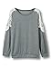 Choies Women's Cotton Gray Cold Shoulder Crochet Lace Sleeve T-shirt