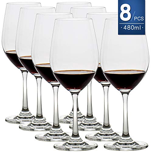 16 Ounce Set of 8,Hand Blown Crystal Wine Glasses Red/White Wine Glass Made from 100% Lead Free Premium Crystal Glass, Perfect for Any Occasion
