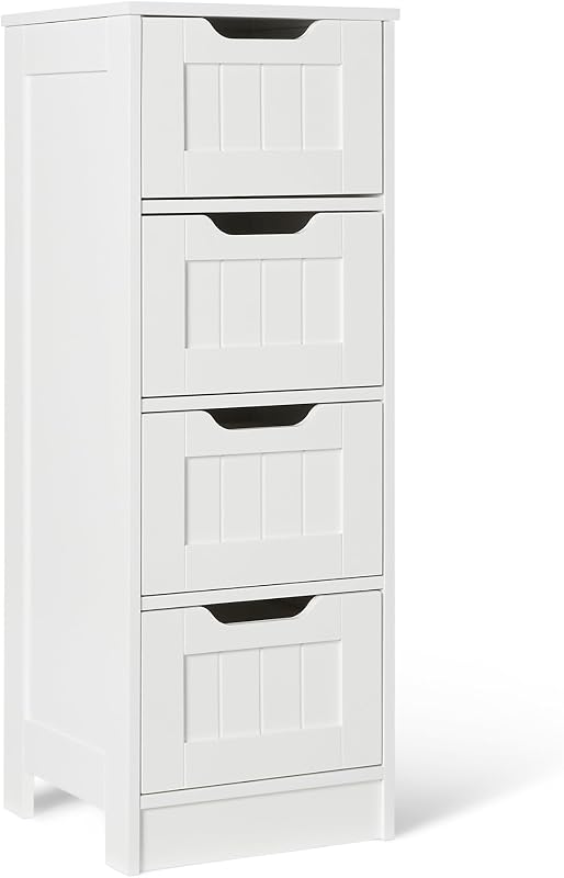 Badezimmerschrank mit 4 Schubladen, MDF Waschbeckenunterschrank, Weiß, 30 x 30 x 82 cm — Foto 1 von 5