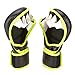 Sanabul Essential 7oz MMA Gloves for Men & Women, Hybrid MMA Martial Arts, Sparring Grappling Training, Padded Kick Boxing Gloves, Black/Green Small/Medium