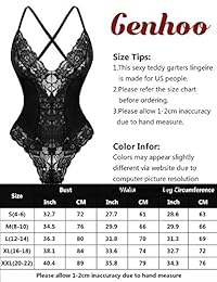 Genhoo - Body de encaje sexy para mujer, de una pieza
