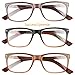Reading Glasses 3 Pack Great Value Quality Readers Fashion Wood-Look Men and Women Unisex Glasses for Reading +1.5