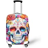 Semiouray Day of the Dead Skull Luggage Covers Fits 18-32 Inch Colorful Halloween Skeleton Protector Covers Anti-Scratch Suitcase Cover Travel Suitcase Protective Cover
