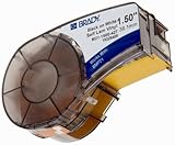 Brady Self-Laminating Vinyl Label Tape (M21-1500-427) - Black on White, Translucent Tape - Compatible with BMP21-PLUS Printer - 14' Length, 1.5" Width