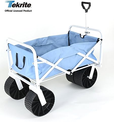 Tekrite Folding Camping Wagon/Beach Cart with Extra Wide Wheel and Adjustable Handle