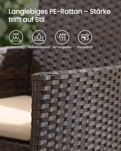 Balkonmöbel, Gartenmöbel-Set, aus PE-Polyrattan, Lounge-Set, Terrassenmöbel, Outdoor, für Terrasse, Balkon, Garten, braun-Taupe GGF004K05