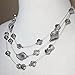 Multi Row Beaded Illusion Wire Lightweight Necklace and Dangle Earring Set (Grey Glass Twist)
