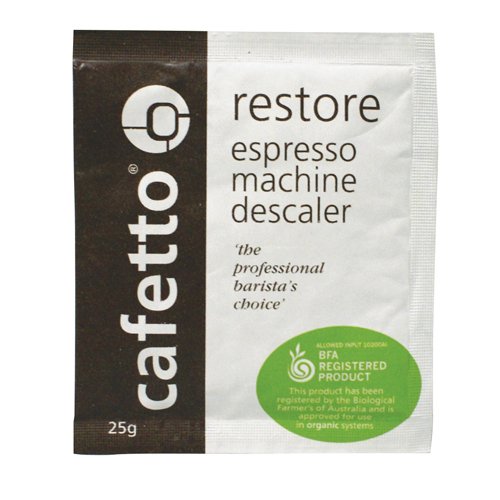 Cafetto Restore Organic Descaler - Coffee Machine Cleaning Powder, 4 Single Use Packets