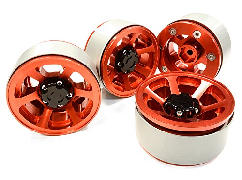 Integy Hobby RC Model C26132RED 1.9 Size Billet Machined Alloy 6 Spoke Wheel(4) High Mass Type for Scale Crawler