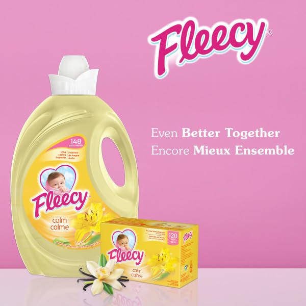 FLEECY LIQUID FABRIC SOFTENER, AROMA THERAPY CALM, 148 LOADS, 3.5 LITER