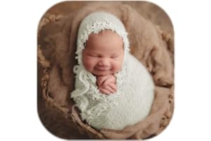 VEMONLLAS Newborn Photography Props Outfit Girl Boy Mohair Lace Hat with Wrap Blanket Crochet Knit Baby Photo Props