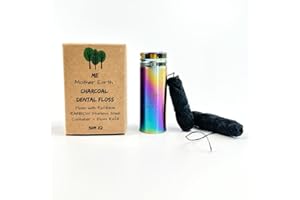 ME MOTHER EARTH Vegan Biodegradable Bamboo Charcoal Dental Floss with Refillable Stainless Steel Rainbow Container | Extra Floss Refill | Natural Candelilla Wax | 33yds x2 | Peppermint | Eco Zero Waste Oral Care
