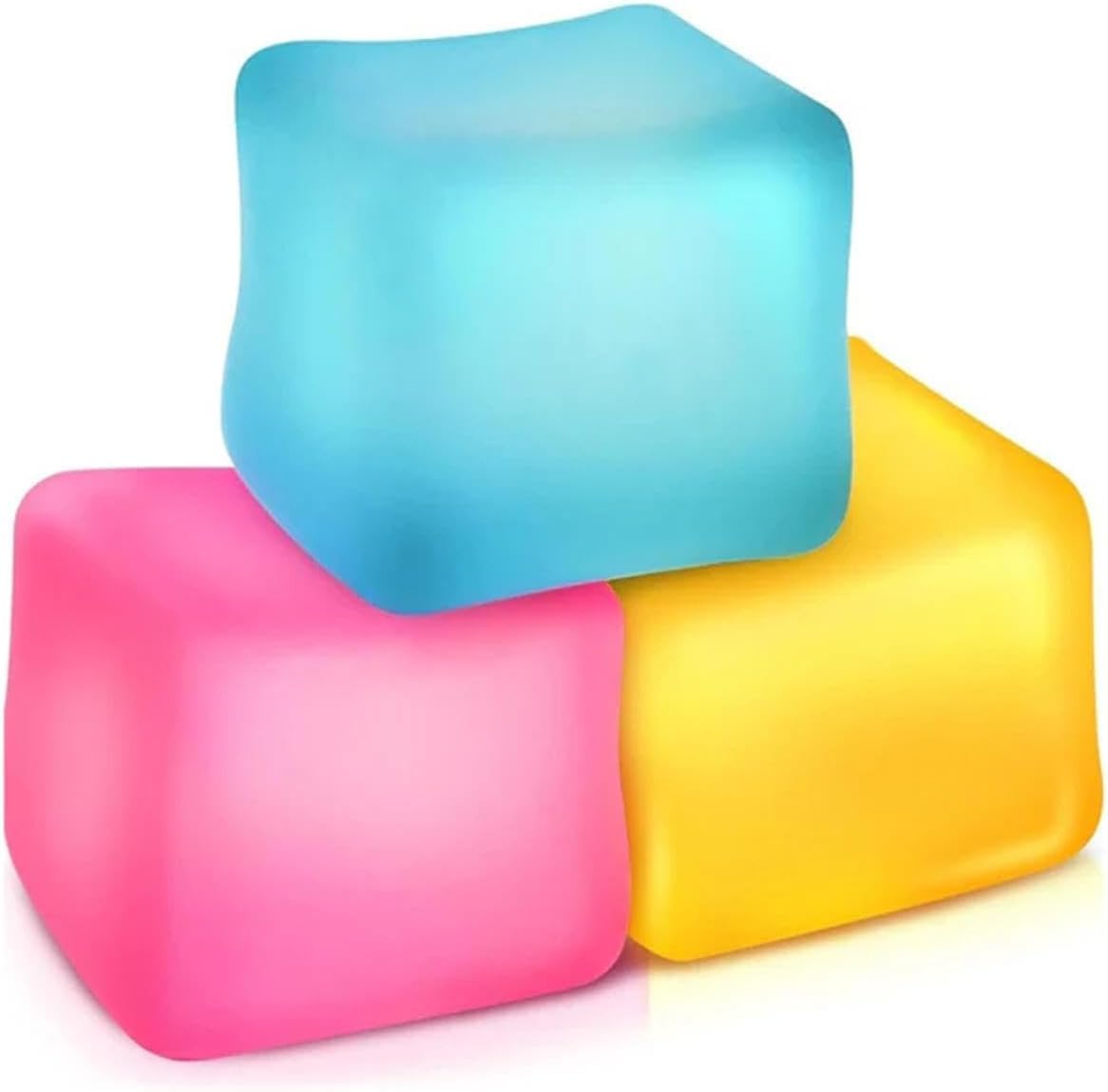 1Pc Ice Cube Squishy | Ice Cube Fidget Toy | Ice Cube Sensory Ball Stress Toy | Stress Relief Cube Sensory Toy For Adults, Squeeze Toys (The colors are random, not just blue, pink and yellow)