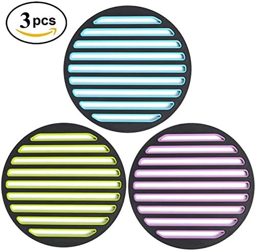 Coralpearl Pot Holder And Trivet Mat Table Runner Set And Spoon Rest For Kitchen Hot Dishes Heat Resistant Hot Pad Organizer Kit Pack (Round-Blue+Green+Purple)