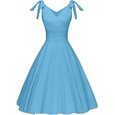 GownTown Women's 1950s V-Neck Adjustable Bowknot Swing Cocktail Dress