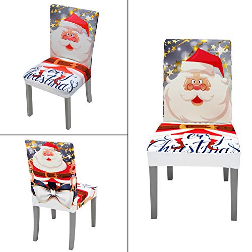 YISUN Stretch Dining Chair Covers Spandex Removable Washable Chair Protector Cover, Santa Claus Pattern Chair Slipcover for Kitchen Dining Room Chairs and Living Room - 6 Pack - Thumbnail 7
