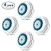 4-Pack Deep Pore Facial cleansing Brush Head Replacement for Facial Cleanser Compatible with Mia, Mia2, Mia3 (Aria), Mia Fit, Alpha Fit, Smart Profile, PLUS, PRO
