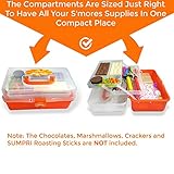 SUMPRI Smores Caddy with Two Folding Trays -Keep Your Marshmallow Roasting Sticks, Crackers & Chocolate Bars All in The Same Place -Fire Pit Accessories, Campfire Smores Skewers Storage Box (Orange)