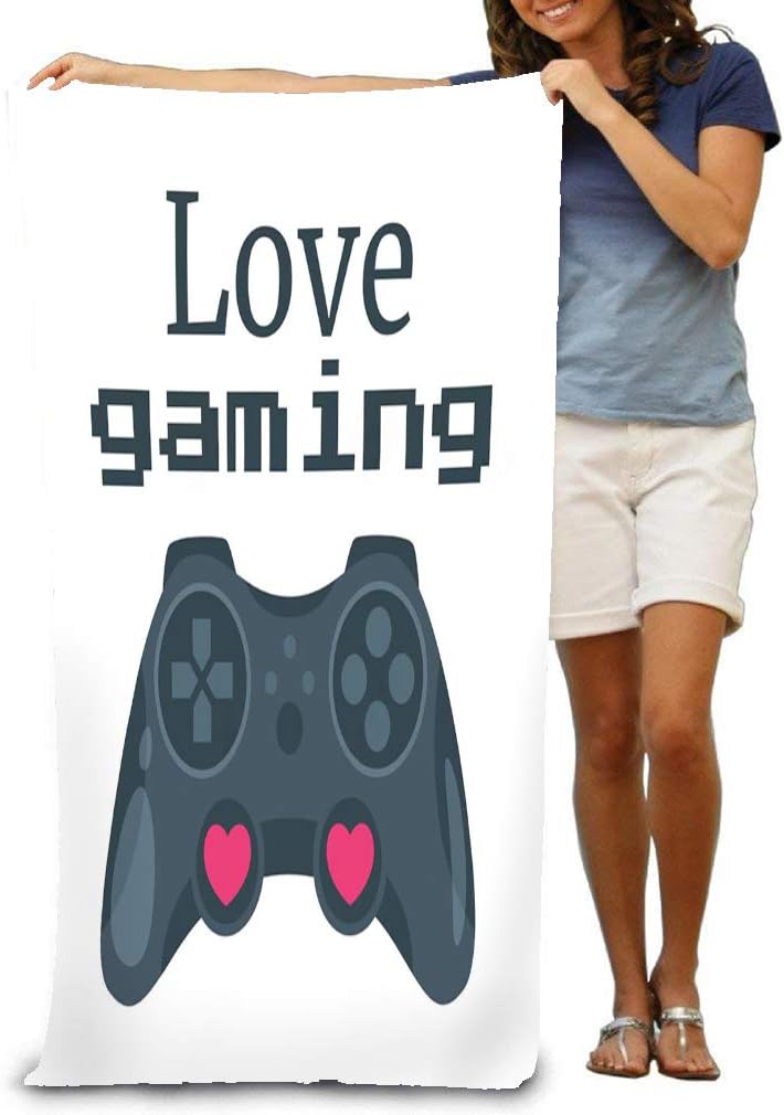 YILINGER Bath Towels Cartoon Style Game Controller Hearts Love Gaming Beach Towels 31.5"x51"inches