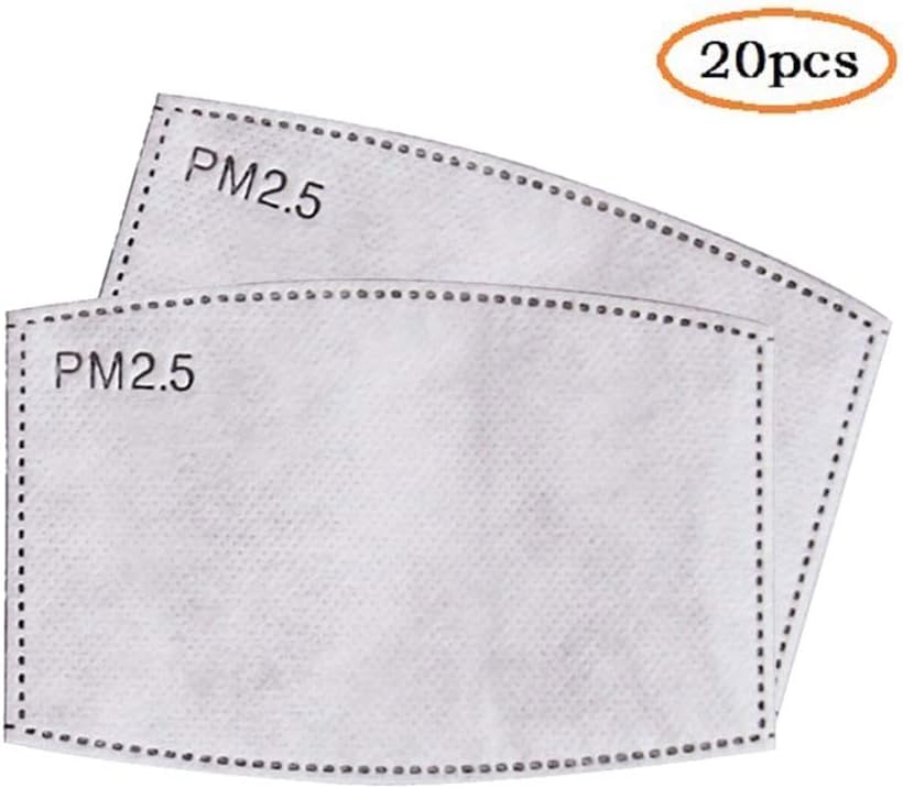 20 PCS PM2.5 Mask Filter Replaceable, 5 Layer Activated Carbon PM2.5 Filter Insert for Adults Anti Haze Dust Mask