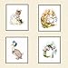 Set of 4 Beatrix Potter Print Reproductions, Unframed Peter Rabbit and Friends, Jemima Puddle Duck, Mrs. Mouse, Mrs. Tiggy Winkle and Bunnies Nursery Baby Prints, Shower Gift 8 x 10