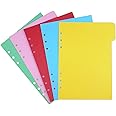 EvZ 5 Color Index Per Tab for 7 Inches Journal Organizer Diary A6 Notepad Notebook 6 Holes Ring Binder, 5 Random Colors Pcs