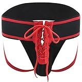 YiZYiF Men's Underwear Jock Strap Front Lacing Backless Sports G-string Briefs Black Medium