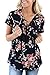 AlvaQ Women Summer Sexy Tunic Floral Short Sleeve Blouses and Shirt Casual Top Plus Size XL Black