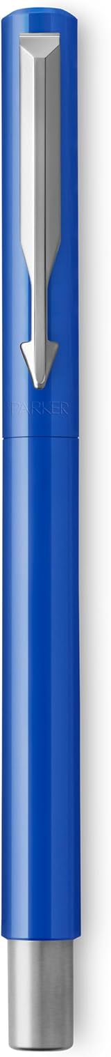 Parker Vector Fountain Pen Blue Chrome Trim Medium Nib Blue Ink Hangtab view 2