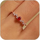 Red Birthstone Ring 925 Sterling Silver Ruby Ring for Women Dainty CZ Oval Birthstone Stackable Eternity Ring Wedding Bands Promise Engagement Ring for Mom Wife Grandmom Birthday Jewelry Size 6-10