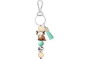 Tondiamo Christmas Highland Cow Keychain Highland Cow Party Favors Cute Gifts Animal Keychains with Tassel for Women Men Gift(Mint Green,1 Pcs)