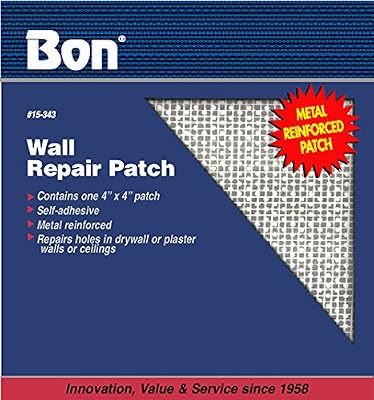 Bon 15-343 4-Inch by 4-Inch Self Adhesive Wall Repair Patch, 1-Pack