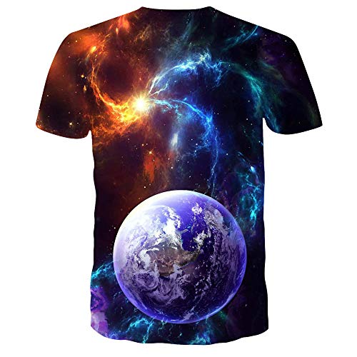 Sunofbeach Unisex 3D T-shirt Grappige print casual korte mouwen T-shirts thee tops, Modern Fashion Blue Planet - Image 3