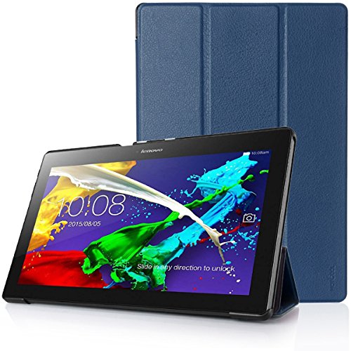 Lenovo Tab 2 A10 Case - HOTCOOL Ultra Slim Lightweight SmartCover Stand Case For 2015 Released Lenovo TAB 2 A10-70 Tablet(With Smart Cover Auto Wake/Sleep), Navy Blue